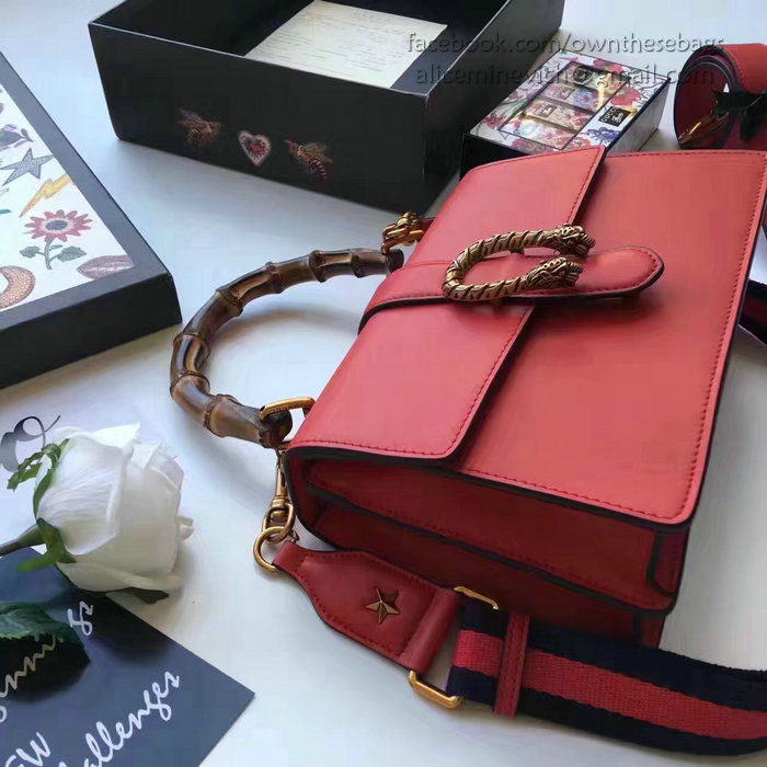 Gucci Dionysus Leather Top Handle Bag Red 448075