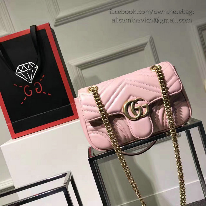 Gucci GG Marmont Matelasse Shoulder Bag Light Pink 443497