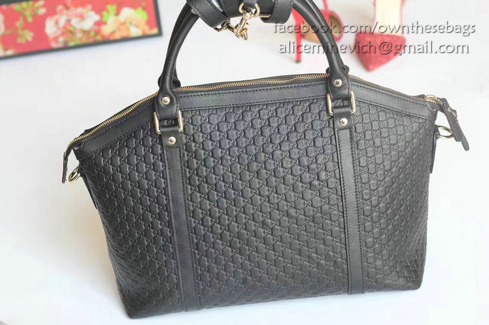 Gucci Black Gucci Signature Leather Top Handle Bag 449655