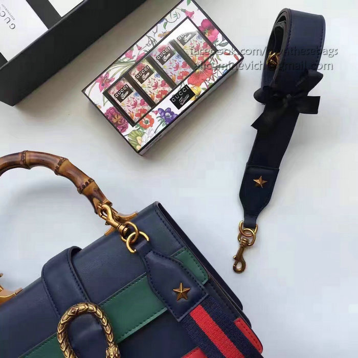 Gucci Dionysus Leather Top Handle Bag Blue/Green/Red 448075