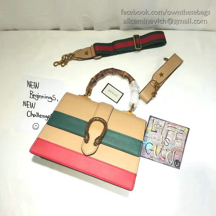 Gucci Dionysus Leather Top Handle Bag Orange/Green/Red 448075