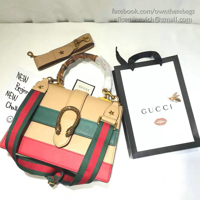 Gucci Dionysus Leather Top Handle Bag Orange/Green/Red 448075