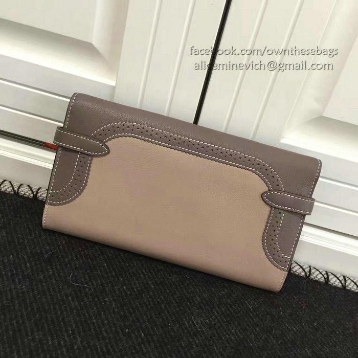 Hermes Kelly Clutch Bag in Swift Leather Light/Dark Grey HK1210