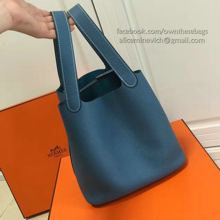 Hermes Picotin Lock 22 Tote Bag Togo Leather Blue HP1112