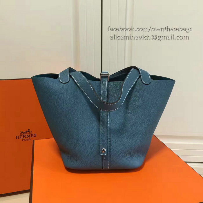 Hermes Picotin Lock 22 Tote Bag Togo Leather Blue HP1112