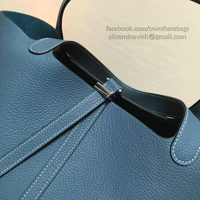 Hermes Picotin Lock 22 Tote Bag Togo Leather Blue HP1112