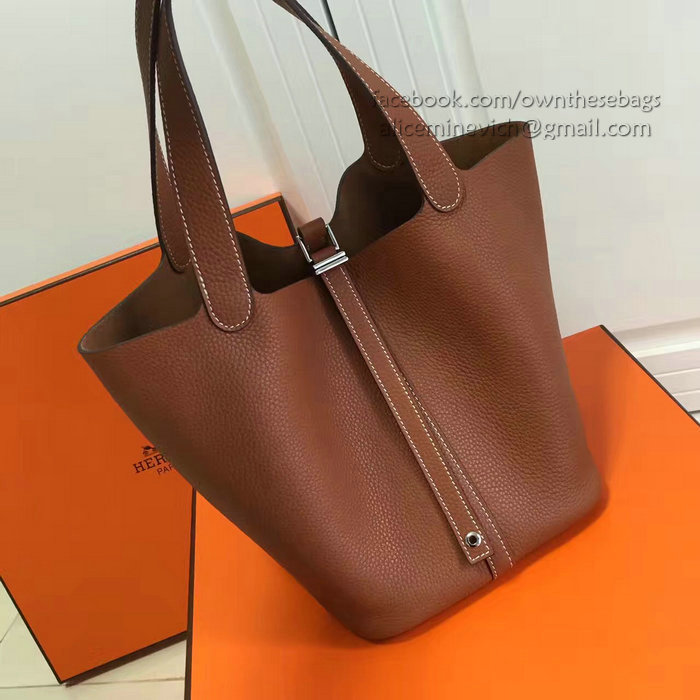 Hermes Picotin Lock 22 Tote Bag Togo Leather Brown HP1112