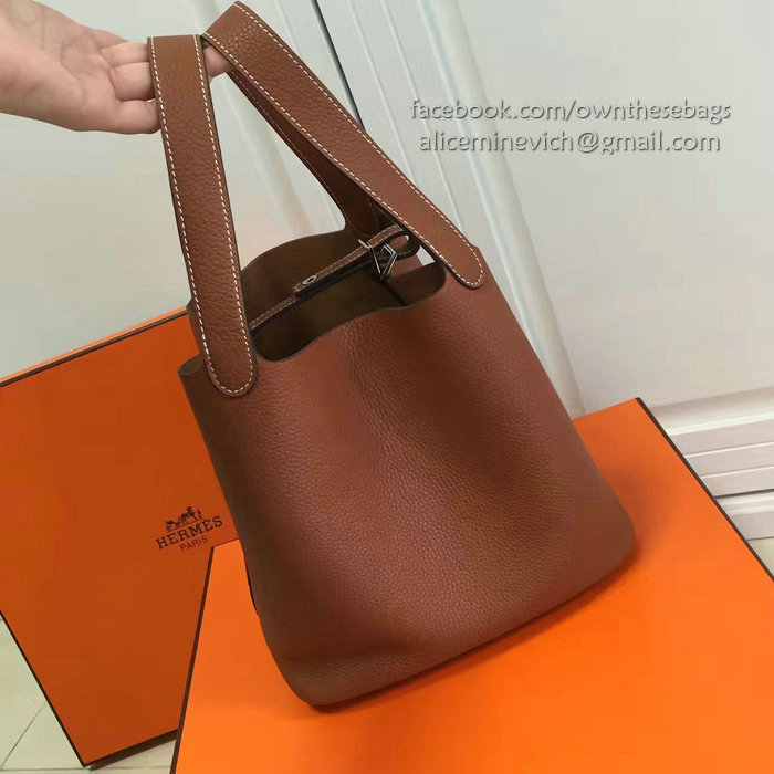 Hermes Picotin Lock 22 Tote Bag Togo Leather Brown HP1112