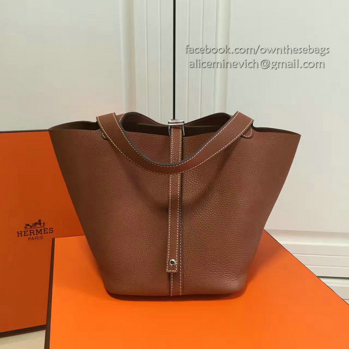 Hermes Picotin Lock 22 Tote Bag Togo Leather Brown HP1112