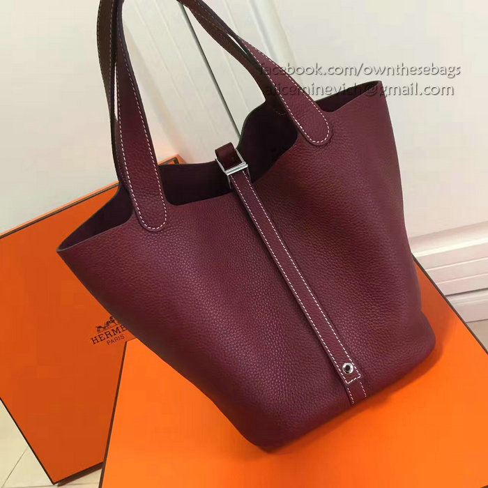 Hermes Picotin Lock 22 Tote Bag Togo Leather Burgundy HP1112