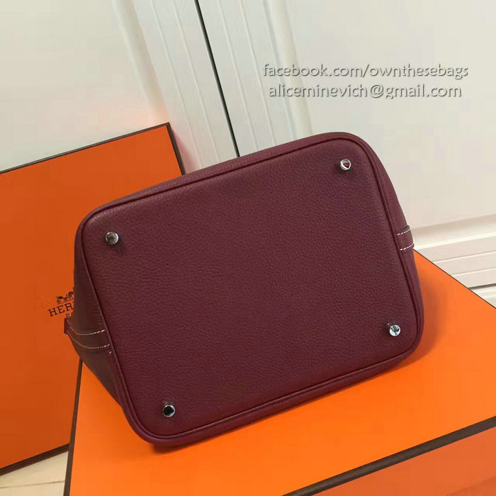 Hermes Picotin Lock 22 Tote Bag Togo Leather Burgundy HP1112