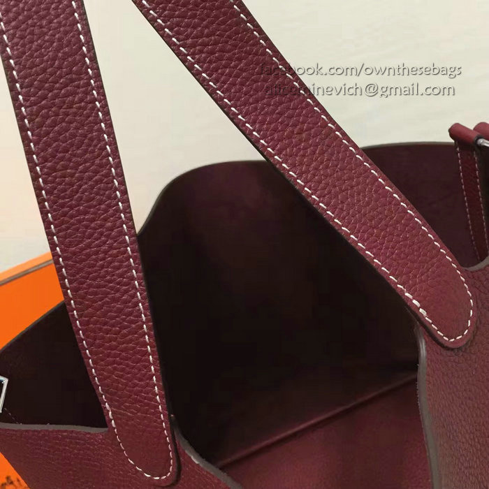 Hermes Picotin Lock 22 Tote Bag Togo Leather Burgundy HP1112