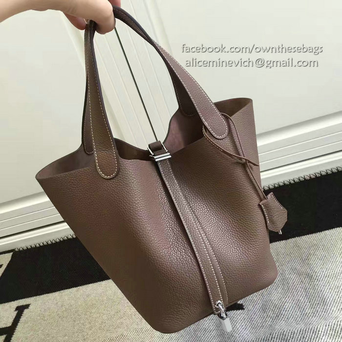 Hermes Picotin Lock 22 Tote Bag Togo Leather Coffee HP1112