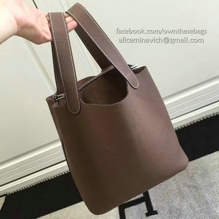 Hermes Picotin Lock 22 Tote Bag Togo Leather Coffee HP1112