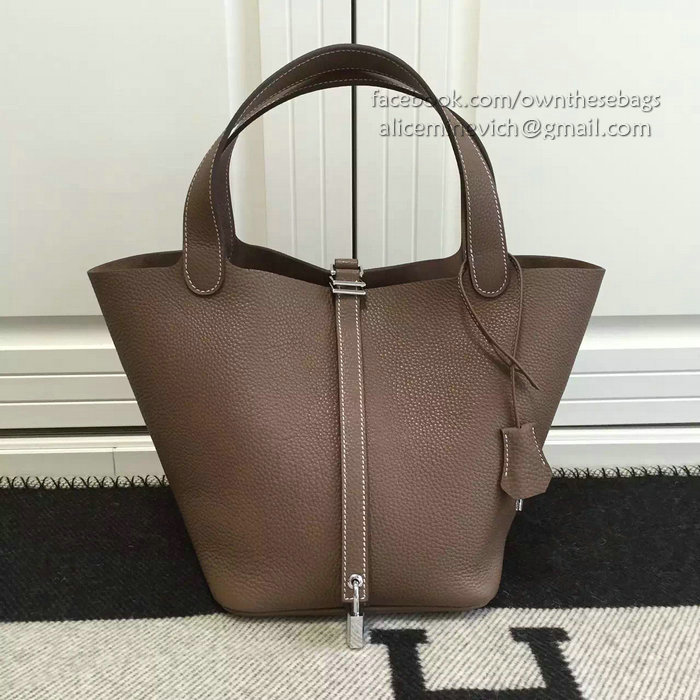 Hermes Picotin Lock 22 Tote Bag Togo Leather Coffee HP1112