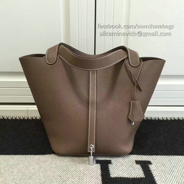 Hermes Picotin Lock 22 Tote Bag Togo Leather Coffee HP1112