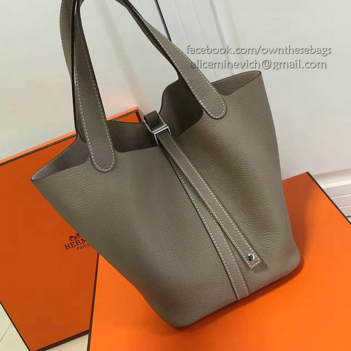 Hermes Picotin Lock 22 Tote Bag Togo Leather Grey HP1112