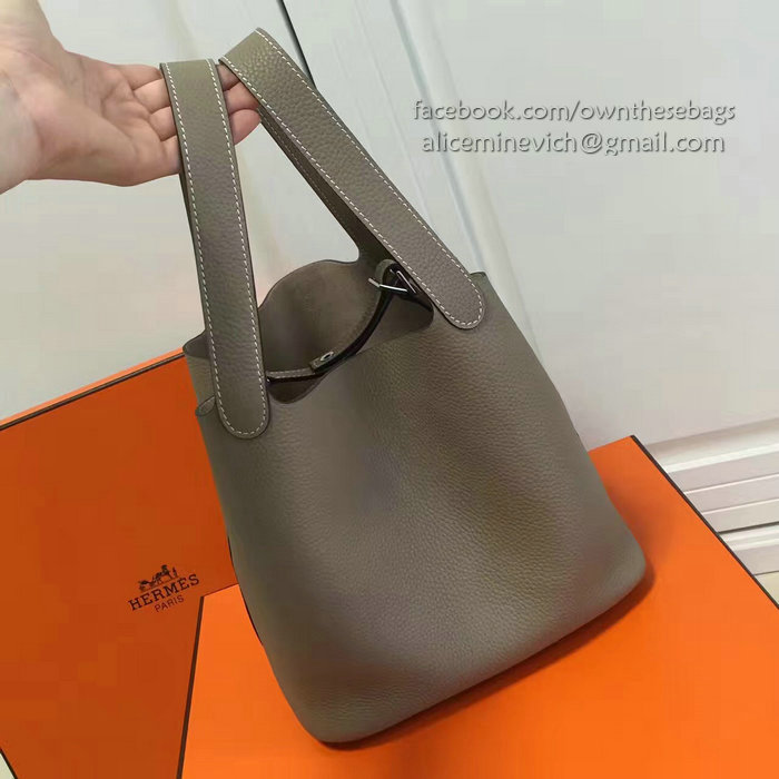 Hermes Picotin Lock 22 Tote Bag Togo Leather Grey HP1112