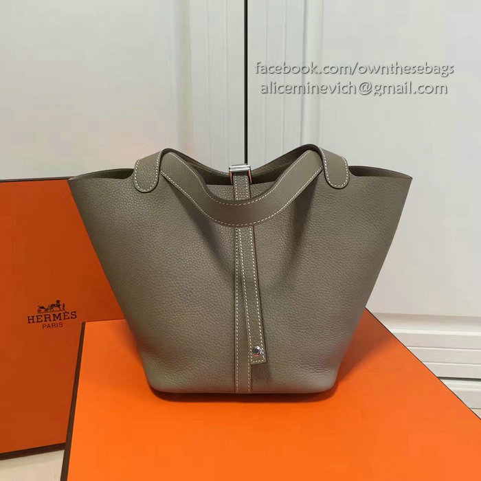 Hermes Picotin Lock 22 Tote Bag Togo Leather Grey HP1112