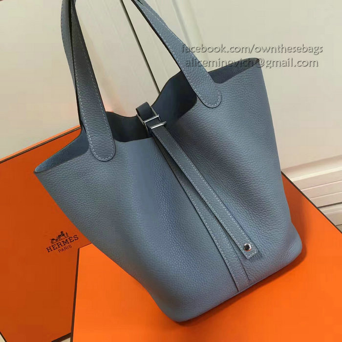 Hermes Picotin Lock 22 Tote Bag Togo Leather Light Blue HP1112