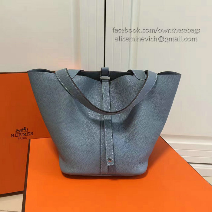 Hermes Picotin Lock 22 Tote Bag Togo Leather Light Blue HP1112