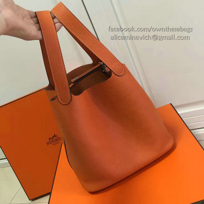 Hermes Picotin Lock 22 Tote Bag Togo Leather Orange HP1112