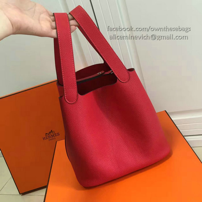 Hermes Picotin Lock 22 Tote Bag Togo Leather Red HP1112