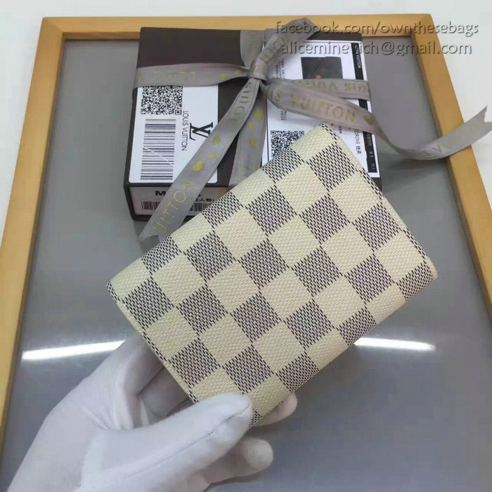 Louis Vuitton Damier Azur Canvas Victorine Wallet Rose Ballerine N41659