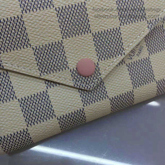 Louis Vuitton Damier Azur Canvas Victorine Wallet Rose Ballerine N41659