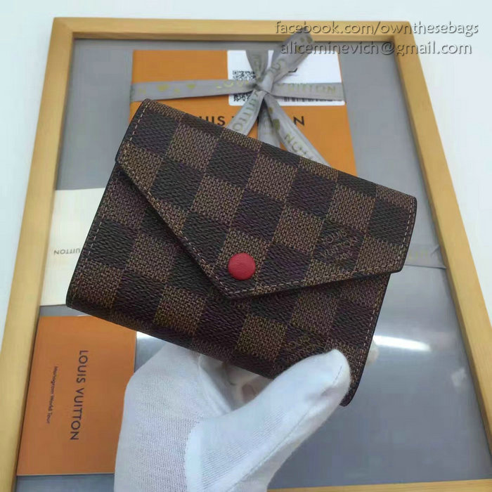 Louis Vuitton Damier Ebene Canvas Victorine Wallet Fuchsia N41659