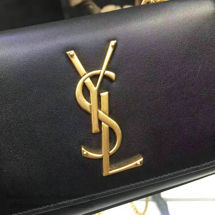 Saint Laurent Small Kate Monogram Smooth Leather Shoulder Bag Black Y121240