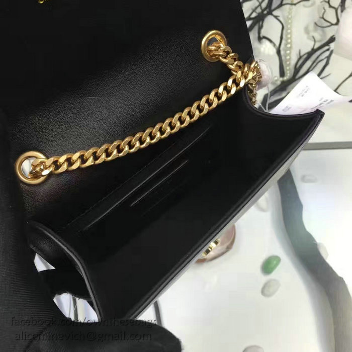 Saint Laurent Small Kate Monogram Smooth Leather Shoulder Bag Black Y121240