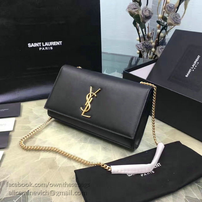 Saint Laurent Medium Kate Monogram Smooth Leather Shoulder Bag Black Y121250