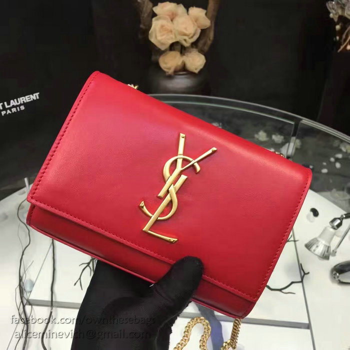 Saint Laurent Small Kate Monogram Smooth Leather Shoulder Bag Red Y121240