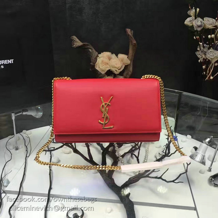 Saint Laurent Medium Kate Monogram Smooth Leather Shoulder Bag Red Y121250