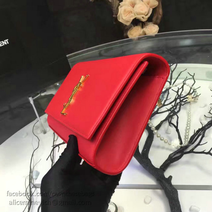 Saint Laurent Medium Kate Monogram Smooth Leather Shoulder Bag Red Y121250