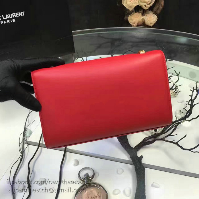 Saint Laurent Medium Kate Monogram Smooth Leather Shoulder Bag Red Y121250