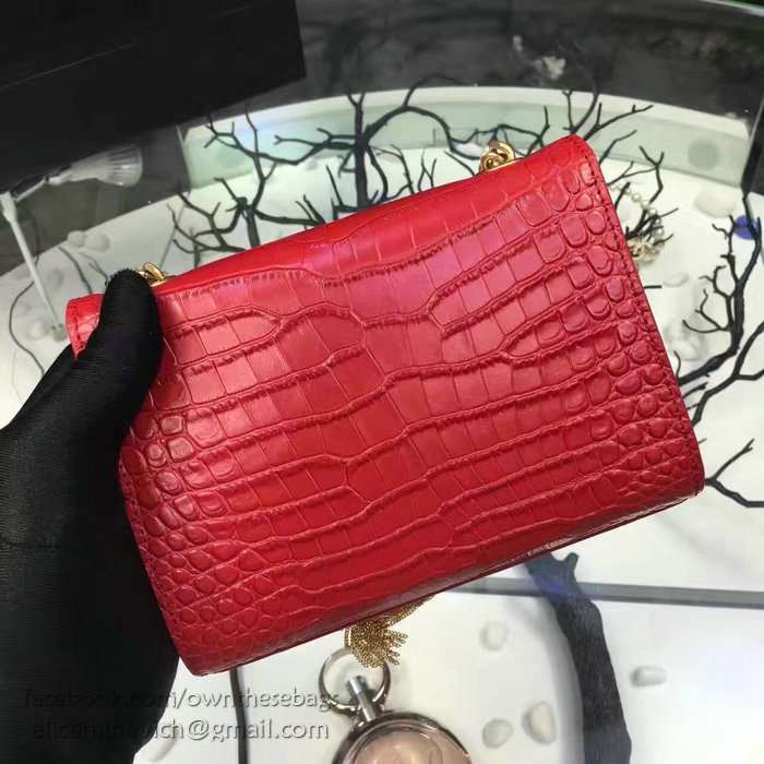 Saint Laurent Small Kate Monogram Tassel Croco Leather Shoulder Bag Red Y121220