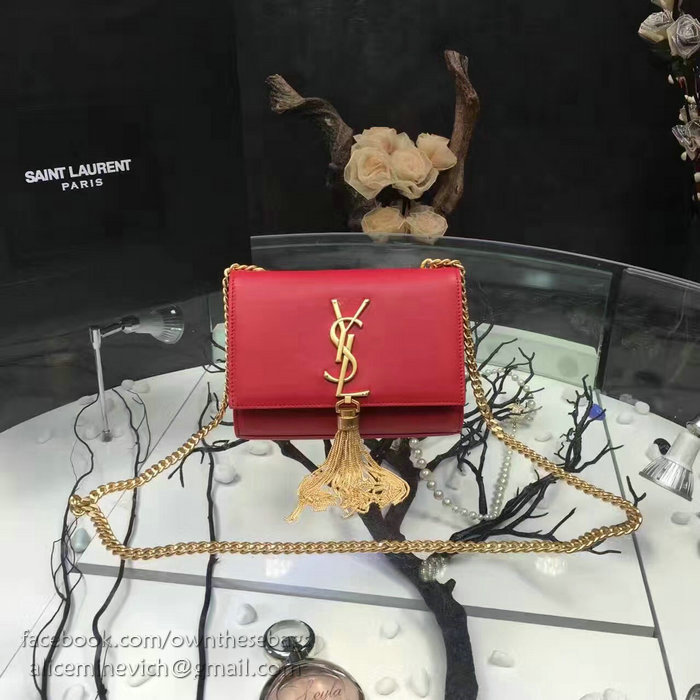 Saint Laurent Small Kate Monogram Tassel Smooth Leather Shoulder Bag Red Y121260