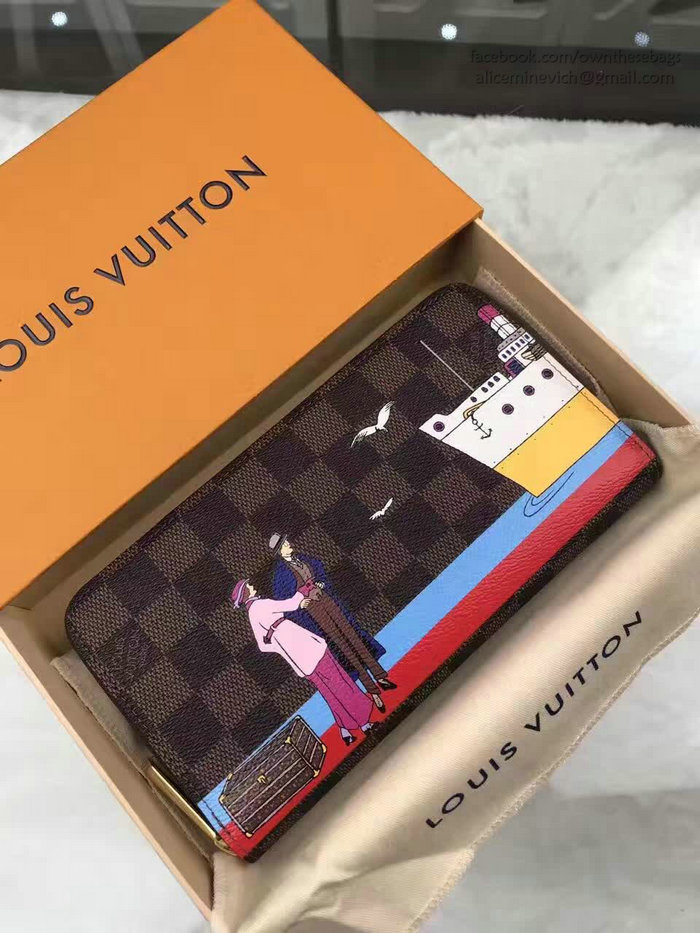 Louis Vuitton Damier Ebene Canvas Zippy Wallet N41665