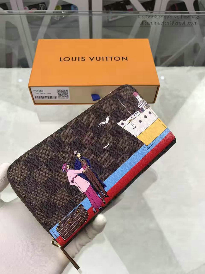 Louis Vuitton Damier Ebene Canvas Zippy Wallet N41665