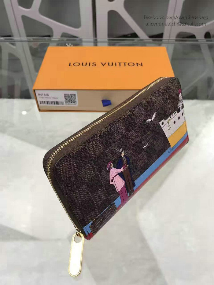 Louis Vuitton Damier Ebene Canvas Zippy Wallet N41665