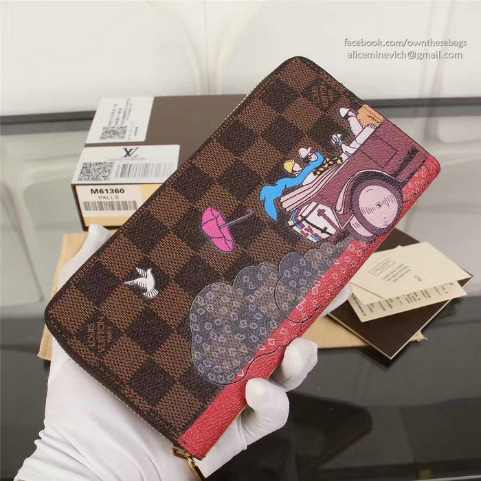 Louis Vuitton Damier Ebene Canvas Zippy Wallet N61360