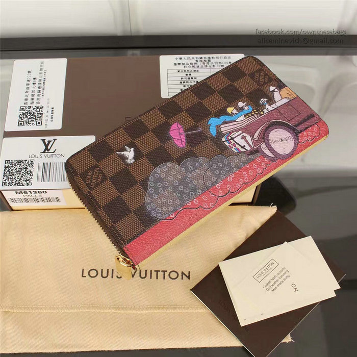 Louis Vuitton Damier Ebene Canvas Zippy Wallet N61360