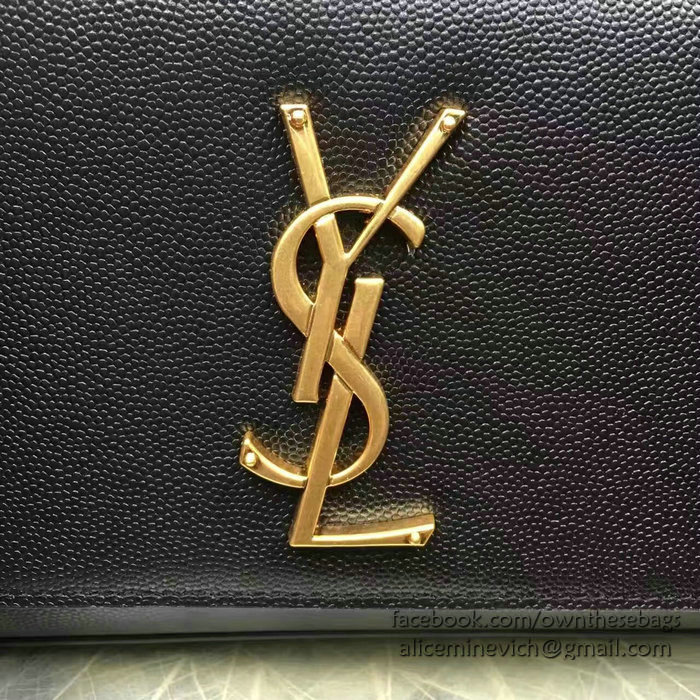 Classic Monogram Saint Laurent Clutch in Black Grained Leather 326079