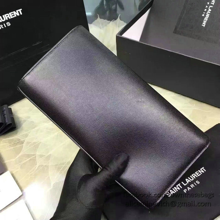 Classic Monogram Saint Laurent Clutch in Black Grained Leather 326079