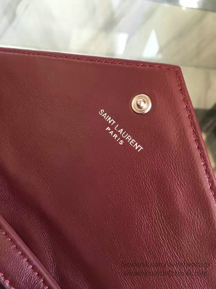 Medium Monogram Saint Laurent Satchel in Burgundy Matelasse Leather Y221260