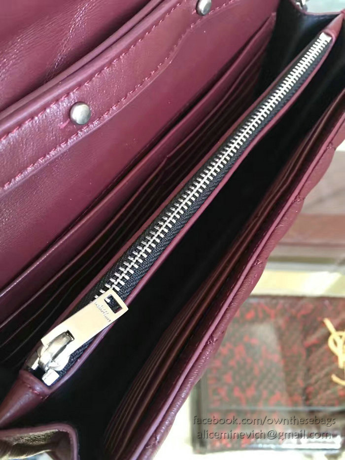 Medium Monogram Saint Laurent Satchel in Burgundy Matelasse Leather Y221260