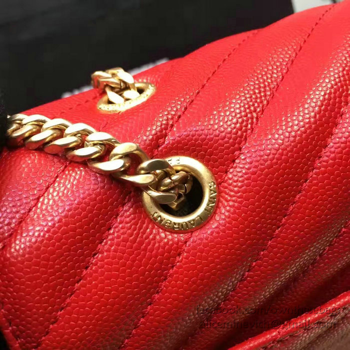 Saint Laurent Classic Large Monogram Shoulder Bag in Red Grained Matelasse 396910