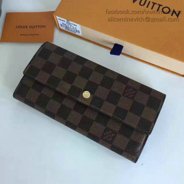 Louis Vuitton Damier Ebene Canvas Portefeiulle Sarah Long Wallet N61735